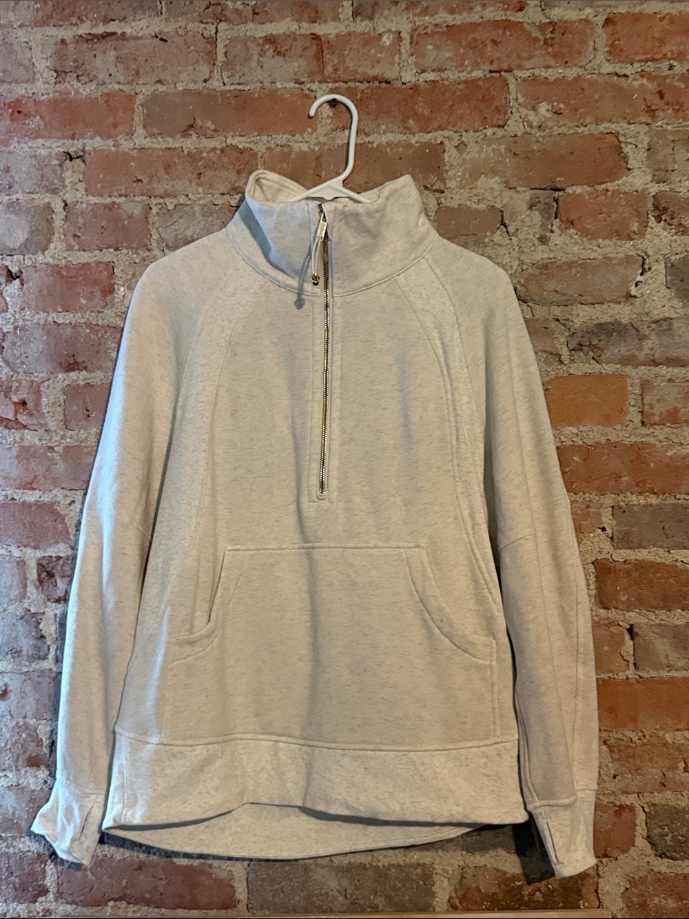 Lululemon Scuba Oversized Half Zip Hoodie White Opal/Bone Fleece Pullover XS/S - Picture 7 of 8